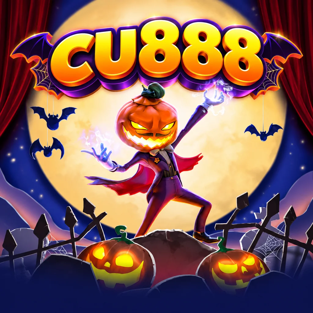 cu888 Mr Hallow-Win dengan karakter berkepala labu di bawah bulan purnama